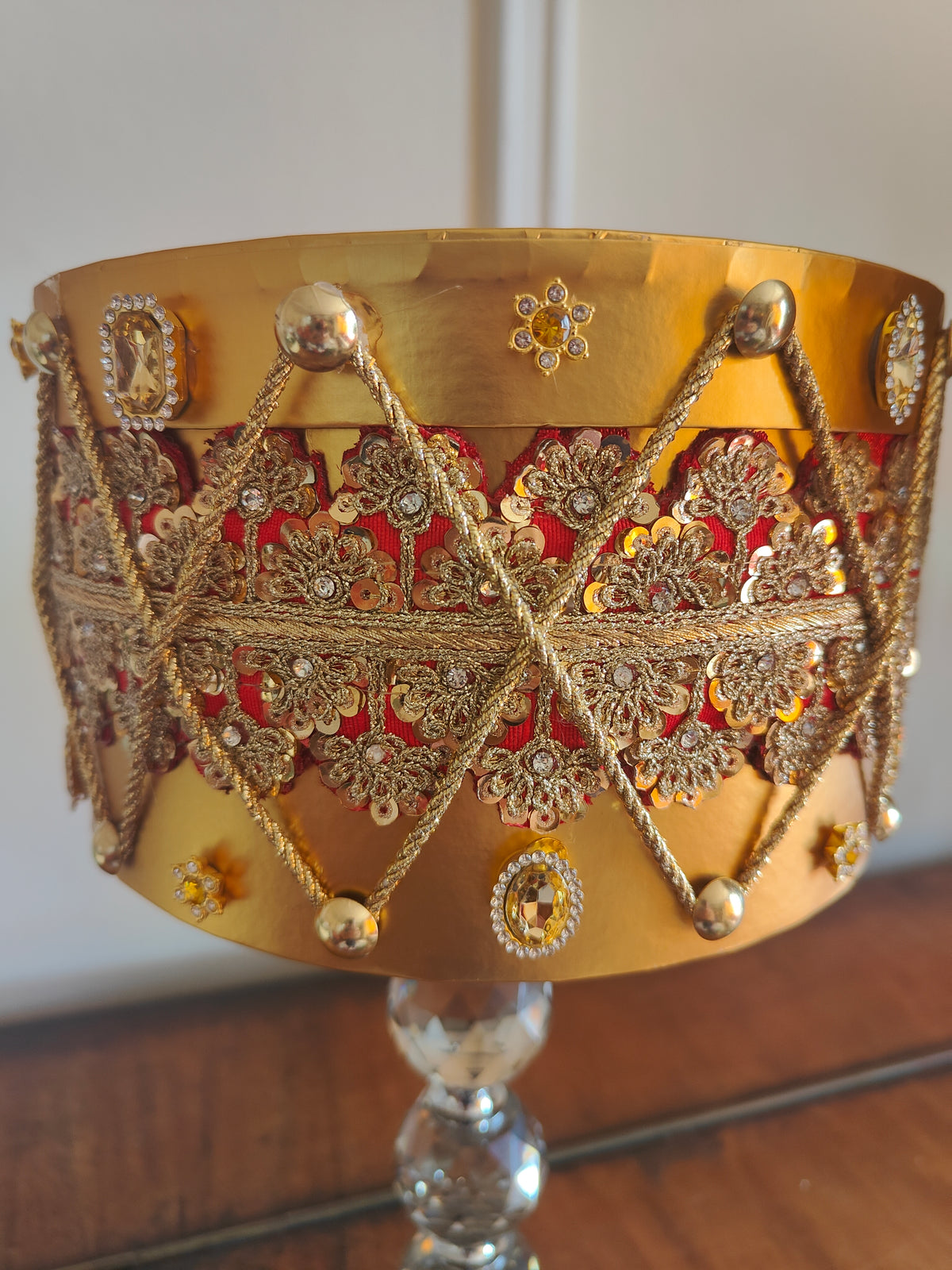 Nutcracker Drums pair of regal embellished gold and red Christmas decorations