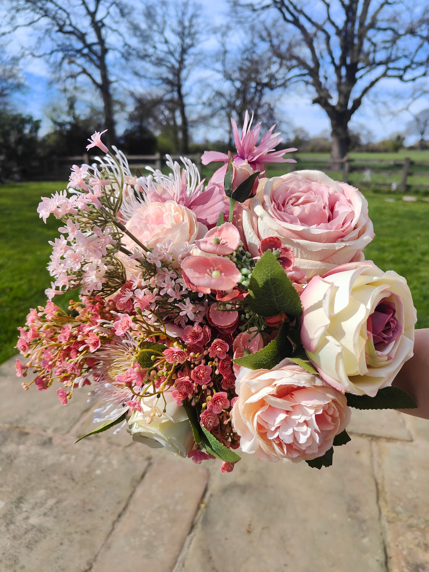 Bridal bouquet, wedding bouquet, vintage pinks, hand-tied bouquets of artificial flowers