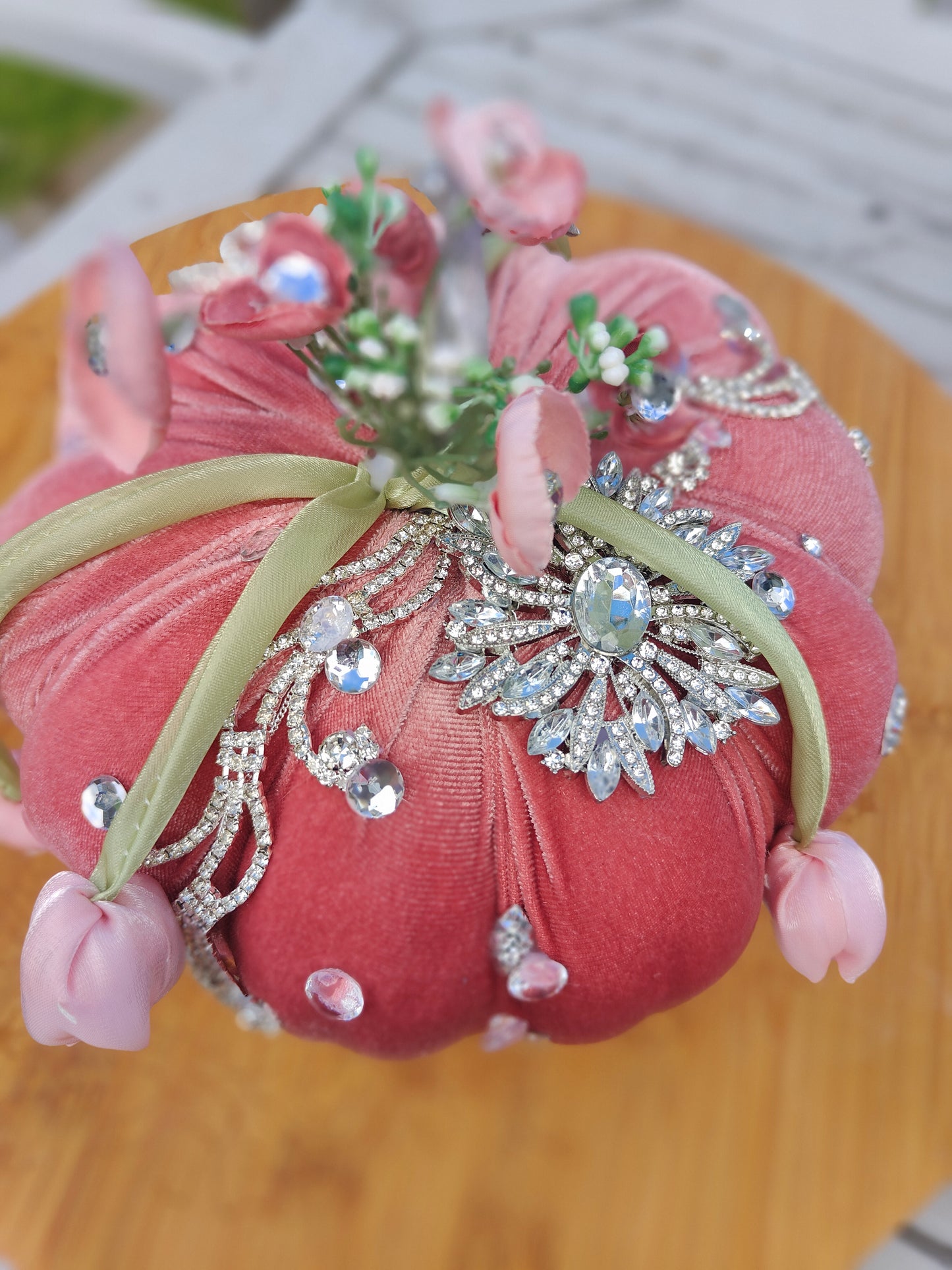 Pink pumpkin bling embellished decorated Autumn decor