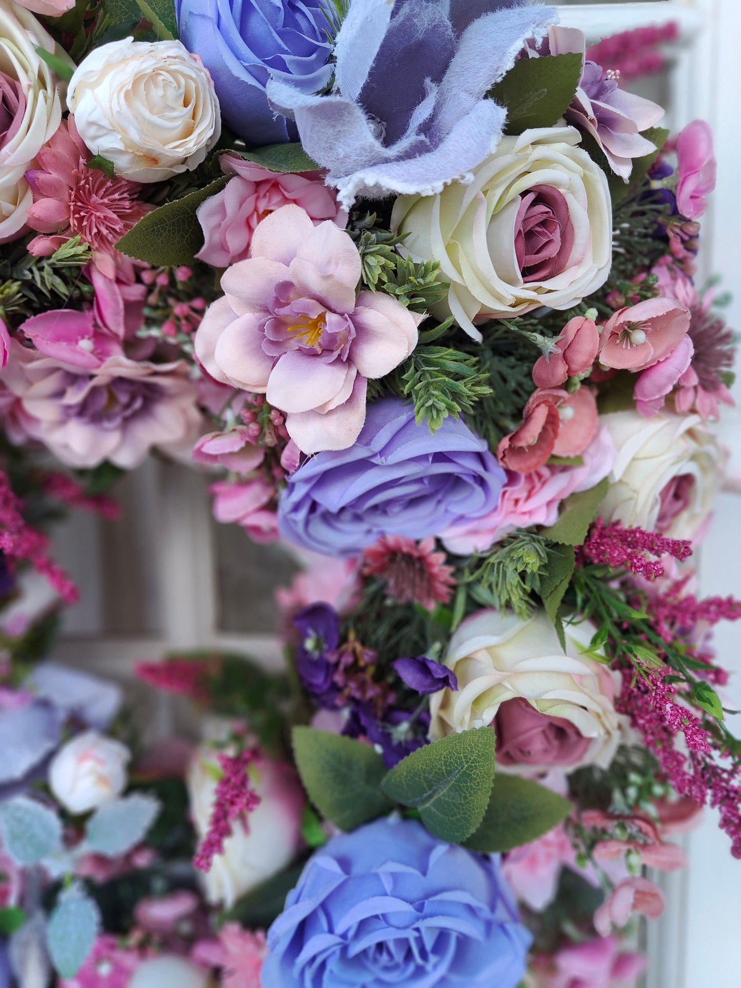 Pink lilac lavender wreath roses Bridgerton door wreath hanger large Spring Summer artificial flowers