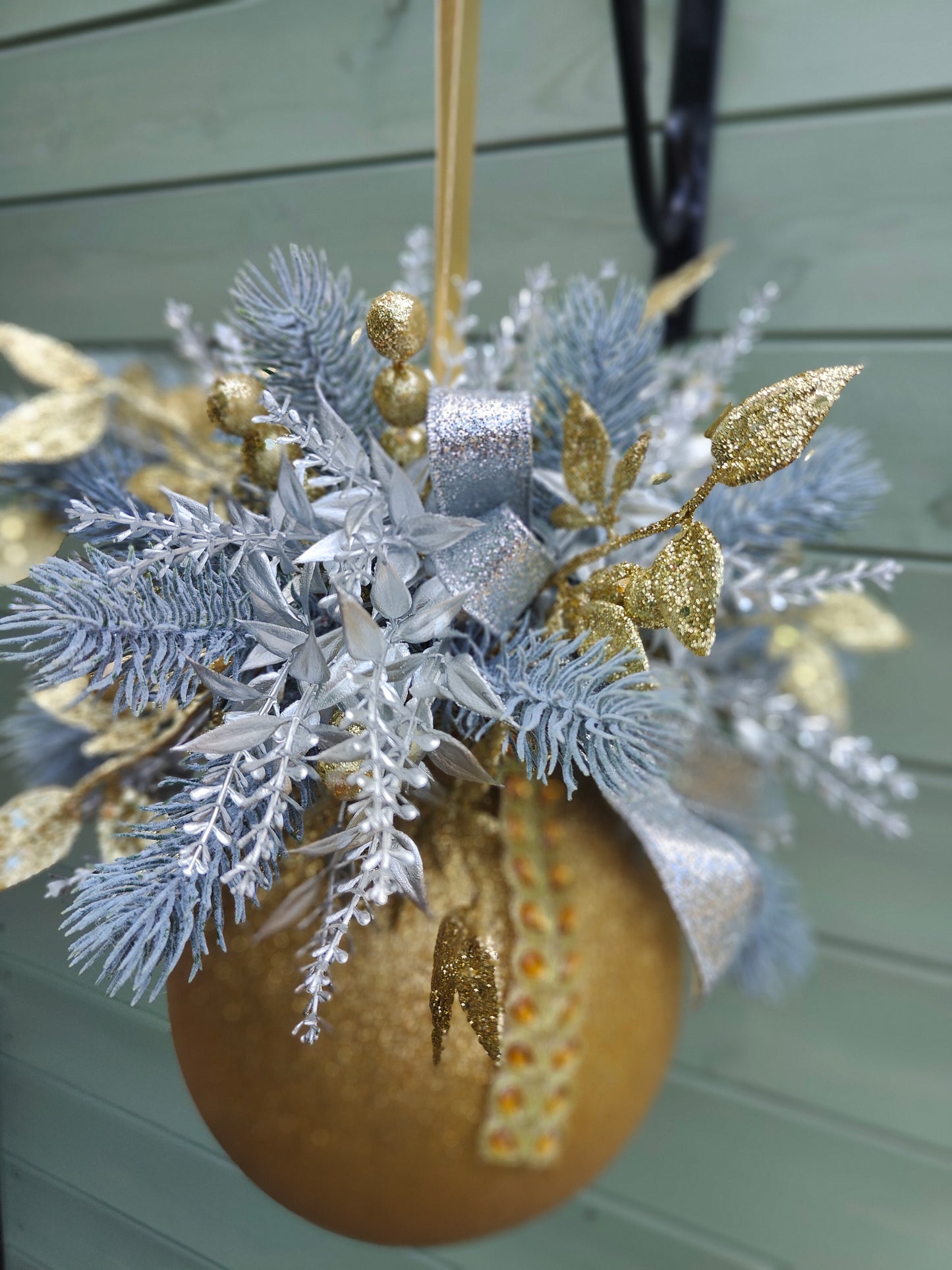 Christmas large bauble gold and silver hanging Christmas decoration