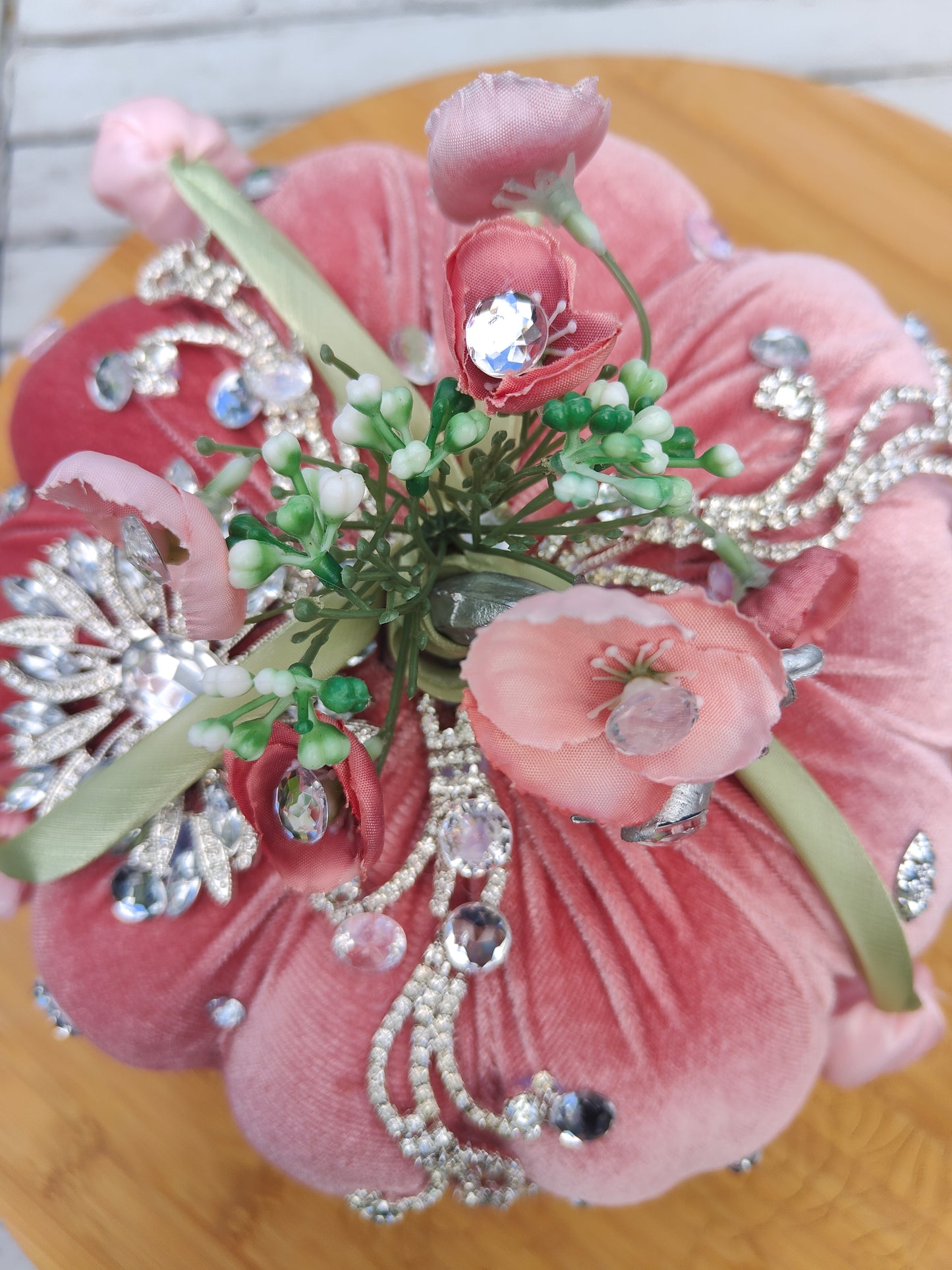 Pink pumpkin bling embellished decorated Autumn decor