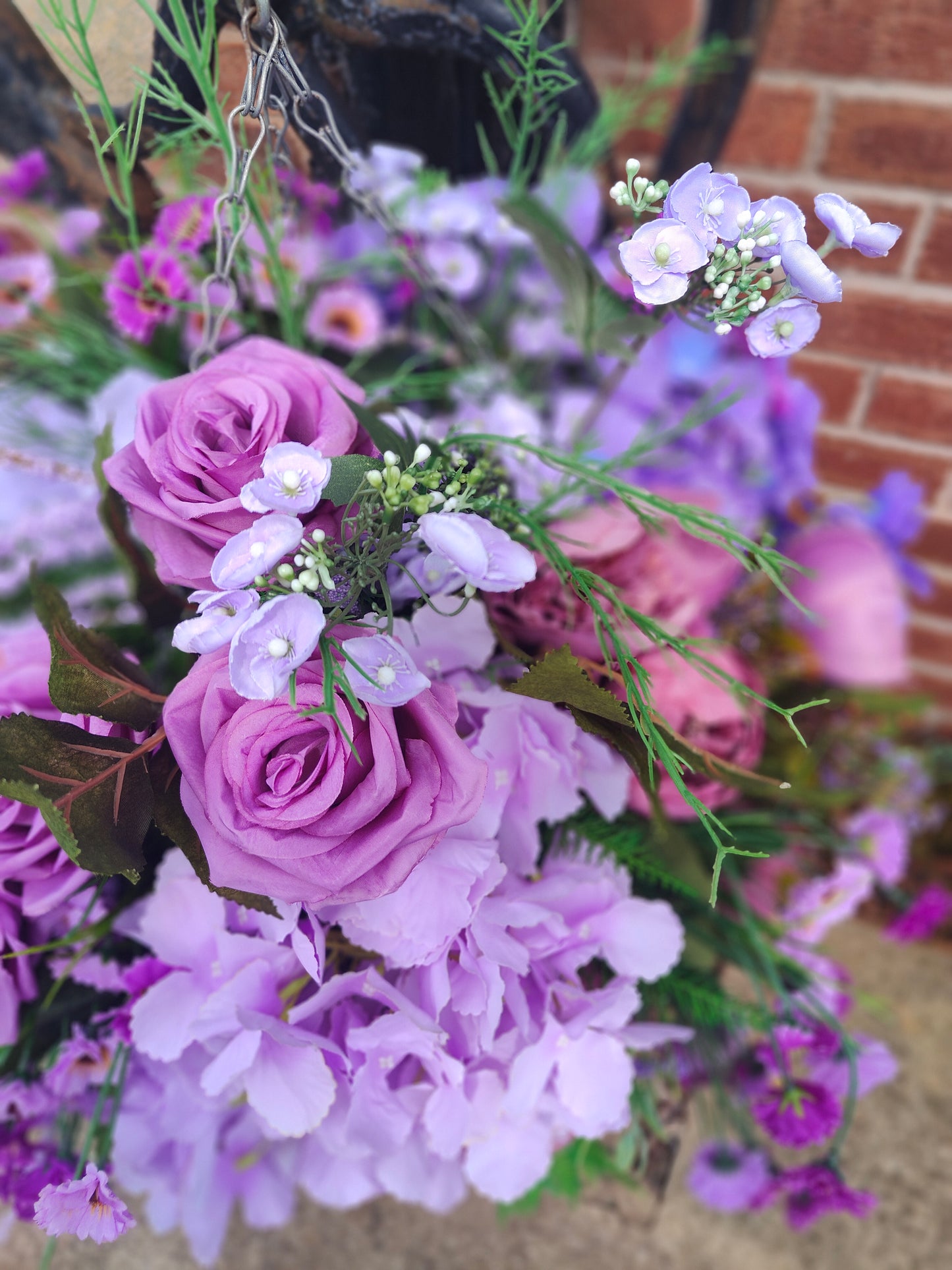 Hanging basket lavender lilac mauve large basket garden patio front door porch