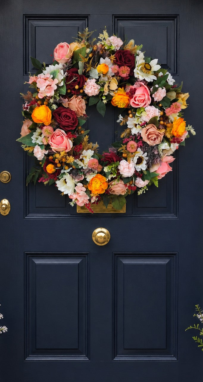 Autumn wreath large warm colours