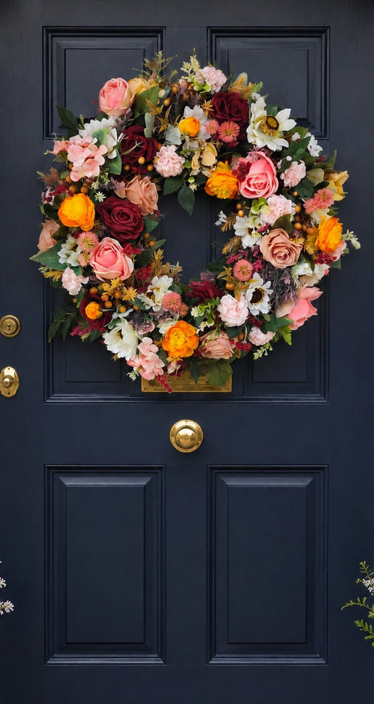 Autumn wreath large warm colours