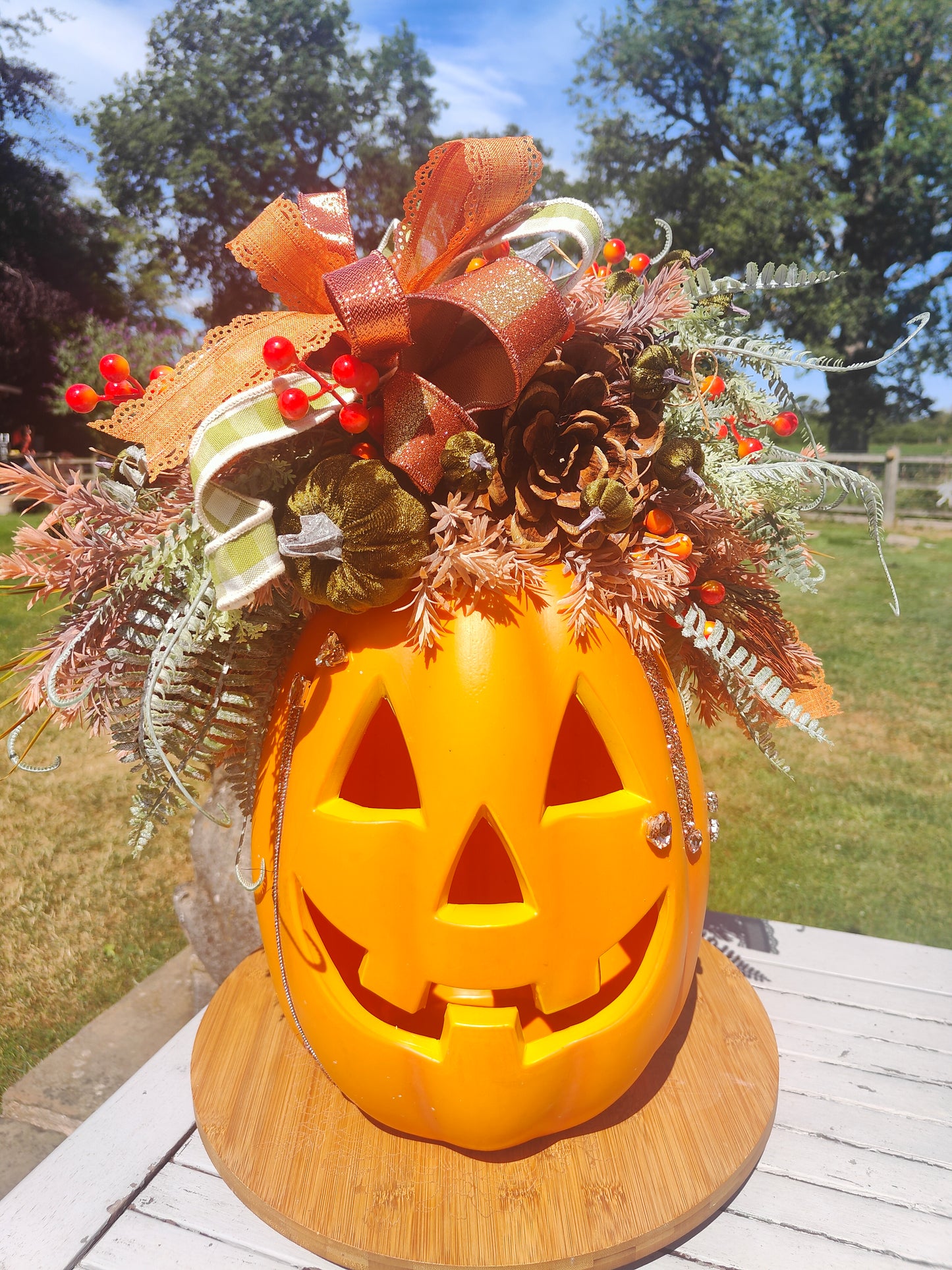 Autumn Large pumpkin jack o lantern decoration arrangement centrepiece display