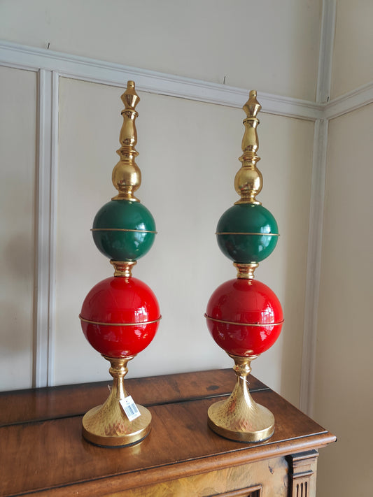 Bauble finial red and green large freestanding