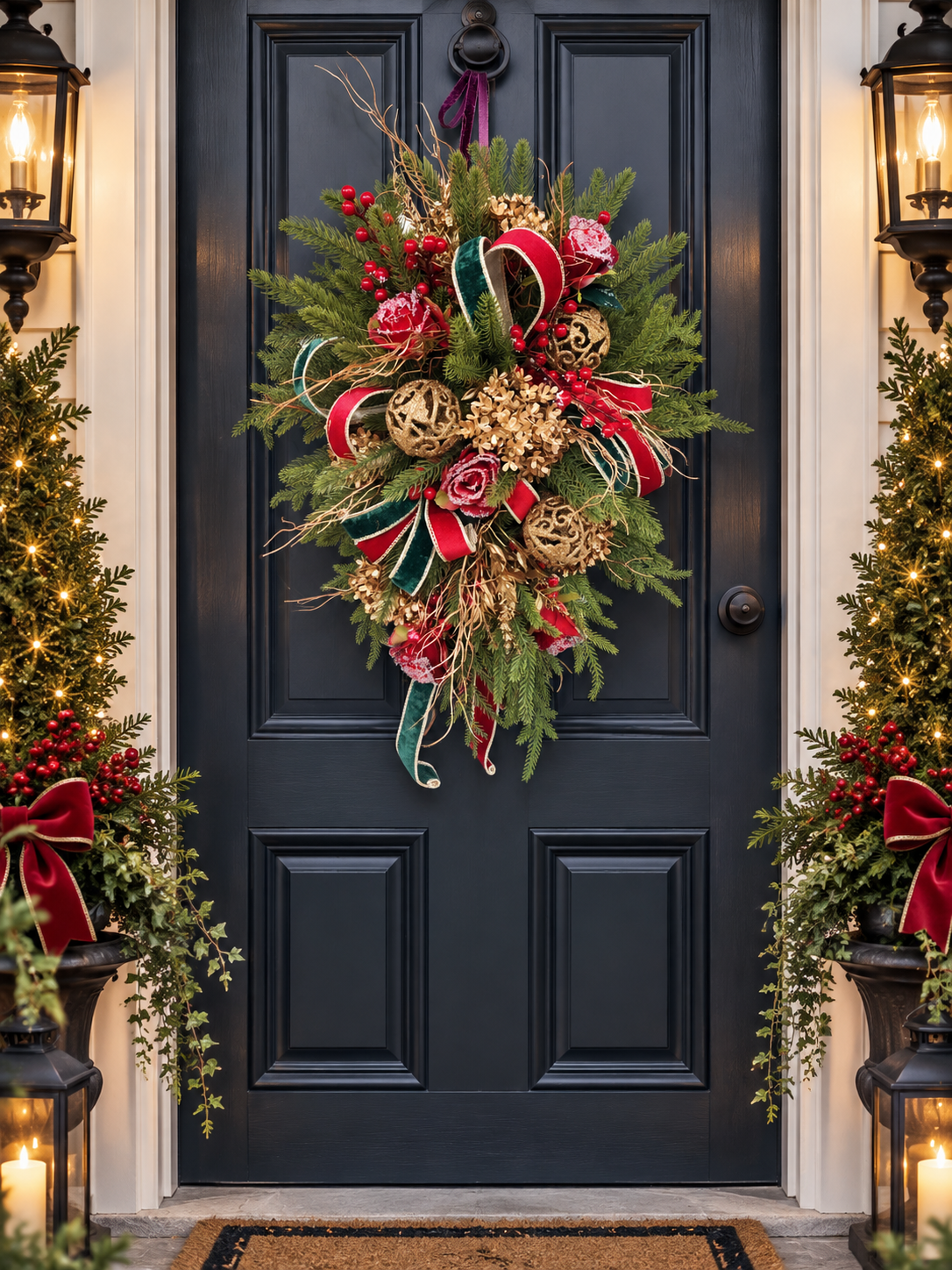 Traditional Christmas wreath swag