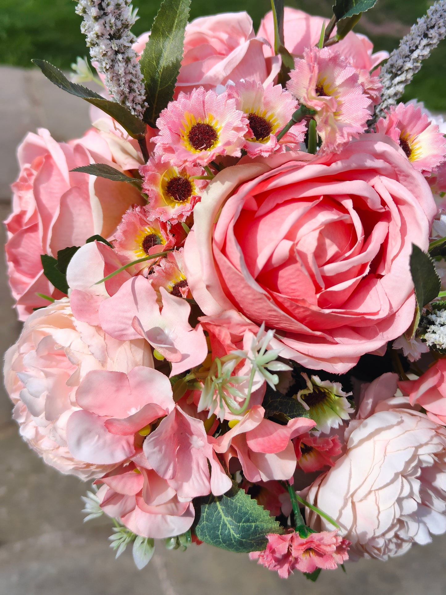 Wedding bridal bouquet, hand tied flowers, artificial flowers bunches, vintage pink peach, flowers for a vase
