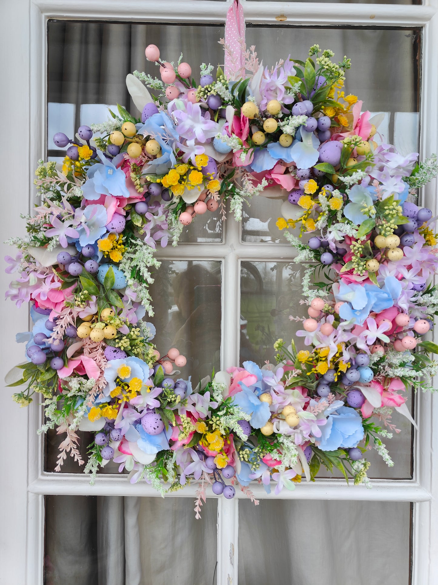 Easter wreath pastels Easter eggs mini pastel blue pink lilac lemon